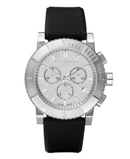 Burberry Watch, Mens Chronograph Black Rubber Strap 42mm BU2300   All