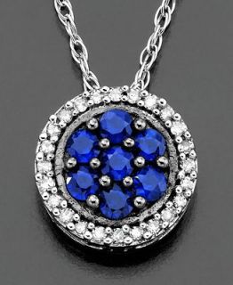 14k White Gold Pendant, Sapphire (1/3 ct. t.w.) and Diamond Accent