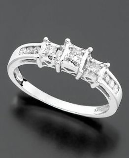 Diamond Ring, 14k White Gold Three Stone Diamond (1/4 ct. t.w.)
