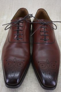 Magnanni Mens Santo Perforated Toe Oxford Lace Shoes 9 5 Brown Leather