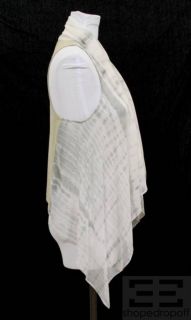 Maggie Ward Tan Leather Grey Tie Dye Silk Open Front Vest Size XS