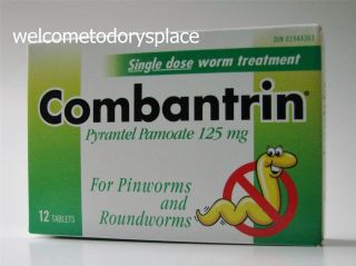 Combantrin Pyrantel Pamoate 125mg for Pinworms Roundworms 12 Tabs Exp