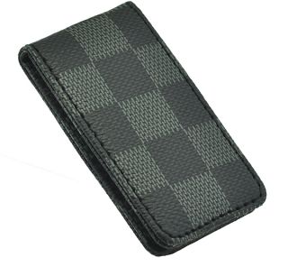 Leather Money Clip Wallet Mens Slim Checked Magnetic Money Clip #40