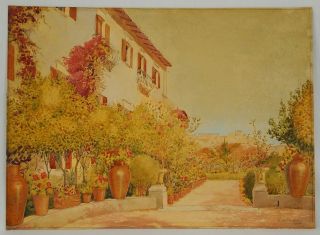 Perkins Impressionism Landscape Italian Mediterranean Courtyard WC