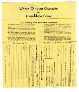fold out brochure with registration forms from Camp Corbly in Mahaffey