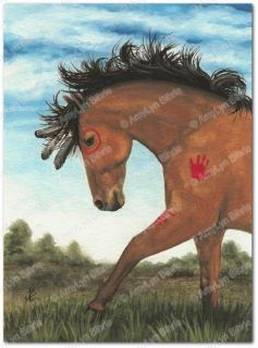 Majestic Mustang Native American Feathers War Paint Horse BiHrLe Print