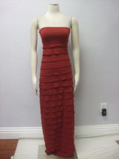 Max Studio  Burgundy Tiered Layers Fitted Strapless Cocktail