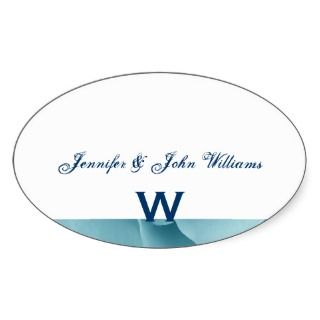 Baby Blue Rose and White Wedding Template Oval Stickers