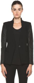 New 2012 Auth Helmut Lang Runaway Madillo Leather Sleeve Blazer Jacket