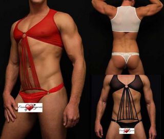 Mens Sexy MaleBasics Tie Me Up Thong Body Suit Man Teddy Lingerie