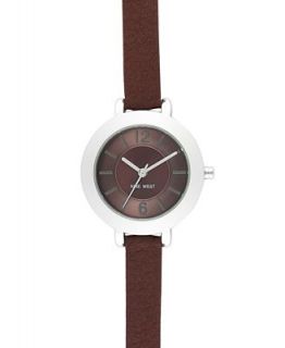 Nine West Watch, Womens Brown Leather Strap NW 1197BNBN