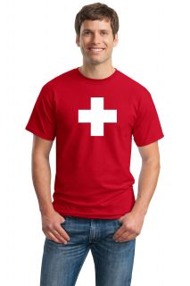 Swiss National Flag Adult Unisex T Shirt Switzerland Geneva Zurich Tee