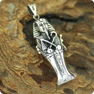 Egyptian Silver Tut Locket Pharaoh Lucky Pendant