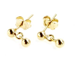 Gold 18K GF Earrings Tiny Ball 2mm Dangle Baby Kids Girl Infants