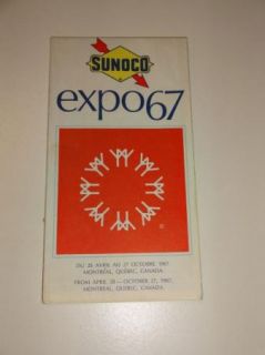 1967 Sunoco Oil Expo 67 Montreal Road Map