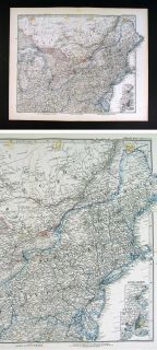 1882 Petermann Map East United States Canada New York