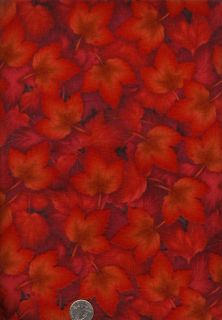 Glorious Red Maple Leaves Fabric Kona Bay New