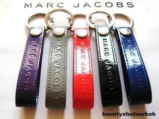 Marc Jacobs Black Patent Leather Keychain Key Chain Ring Loops
