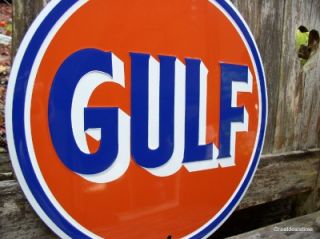 MAN CAVE SIGN GULF Vintage look Gas & Oil Logo Emblem Garage