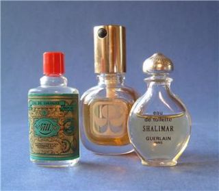Three miniature perfume bottles Shalimar Guerlain, Marcel Rochas