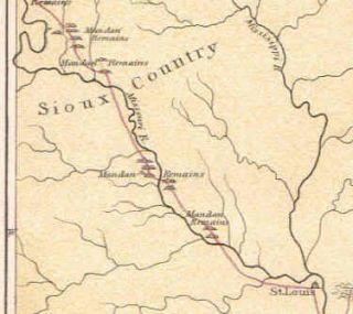 Map of Route of Tragic Mandan Indians Catlin 1892