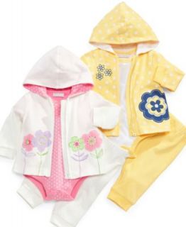 First Impressions Baby Set, Baby Girls Flower Hoodie, Bodysuit, and