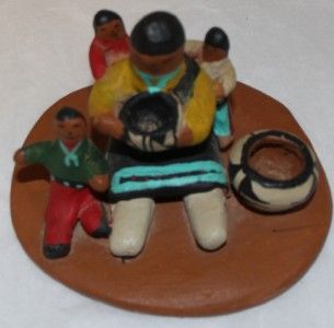 Pueblo Storyteller Figurine By Margaret C. Maquino 3 Children Pots