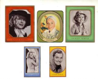 Shirley Temple Greta Garbo Carole Lombard Clark Gable 5 Cards 1930 S