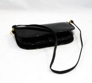 Vintage Margolin NYC Black Patent Convertible Clutch Dressy Shoulder