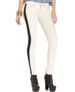 Free People Jeans, Skinny Pleated Faux Leather White Wash