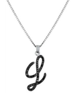 Sterling Silver Necklace, Black Diamond K Initial Pendant (1/4 ct. t