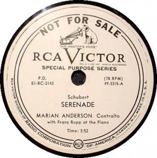 Victor 12 78 RPM Special Purpose Series B P O Marian Anderson