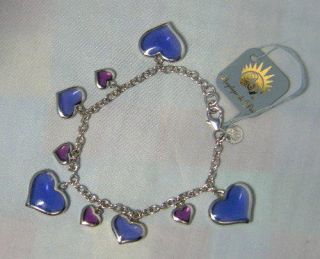 New Angelique de Paris Purple Heart Sterling Silver Bracelet