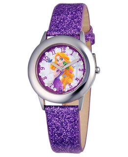 Disney Watch, Kids Glitz Rapunzel Purple Glitter Leather Strap 31mm