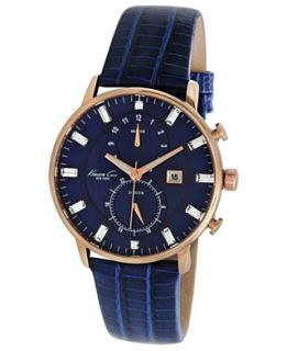 Kenneth Cole New York Watch, Womens Chronograph Blue Lizard Embossed