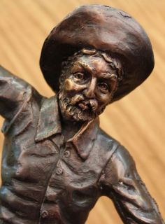 Popular Remington Down Hill Cowboy with Gun Bronze Sculpture Statue