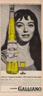 1959 Marisa Pavan Photo Liquore Galliano Bottle Vintage 50s Liqueur