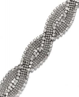 Alfani Bracelet, Hematite Tone Braided Crystal   Fashion Jewelry