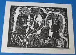 Margaret Taylor Burroughs Linocut Faces of Picasso