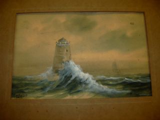 Pauline Meyer Colyar Painting Watercolor Seascape Lighthouse Nautical