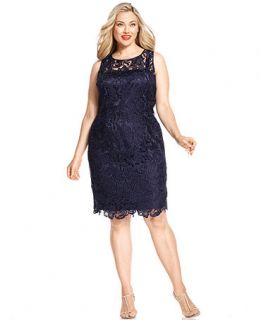 Adrianna Papell Plus Size Dress, Sleeveless Lace Sheath   Plus Size