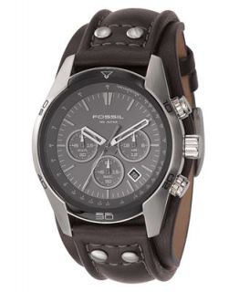 Fossil Watch, Mens Chronograph Black Leather Strap 40mm CH2586