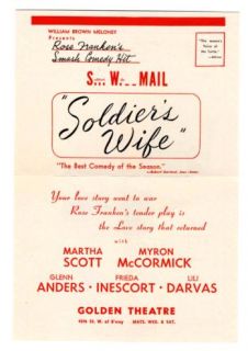 Soldiers Wife Ad Flyer Golden Theatre New York 1944