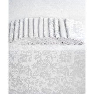 Table Linens, Venetian Damask 60 x 140 Tablecloth with 12 Napkins