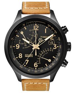 Timex Watch, Mens Intelligent Quartz Fly Back Chrono Tan Leather
