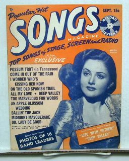 Sept 1947 Popular Hit Songs Magazine Martha Vickers