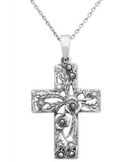 Genevieve & Grace Sterling Silver Necklace, Marcasite Cross Pendant