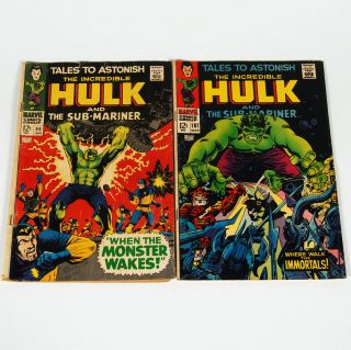 Marvel Comics 99 101 The Incredible Hulk Sub Mariner Tales to Astonish