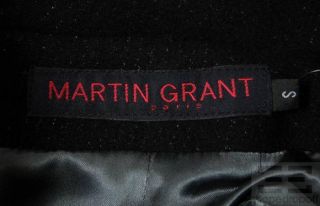 Martin Grant Black Metallic Silver Wool Wide Collar Coat Size Small