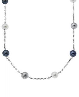 Pearl Necklace, 14k White Gold Multicolor Cultured Freshwater Pearl